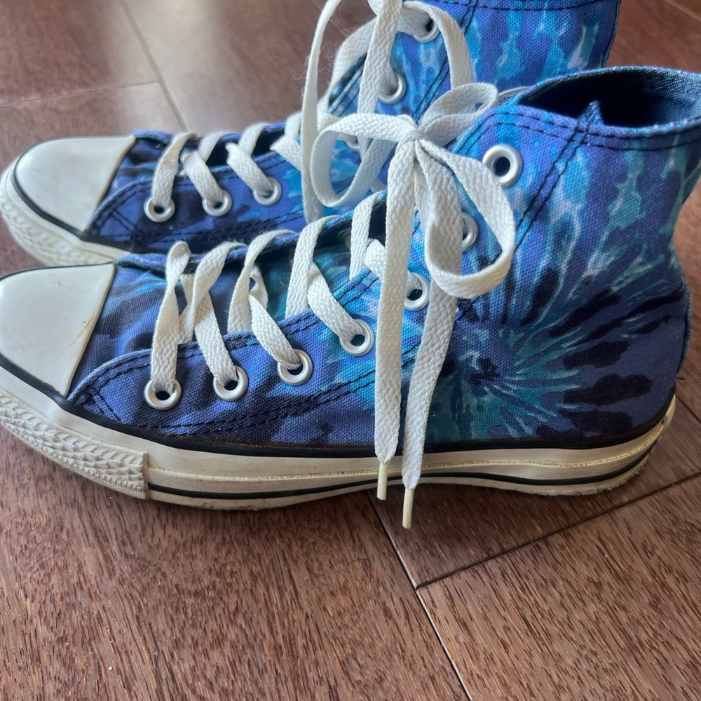 Blue Tie-Dye High-Top Sneakers